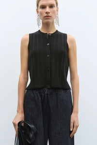Cordera | Merino Wool Ribbed Waistcoat - Black