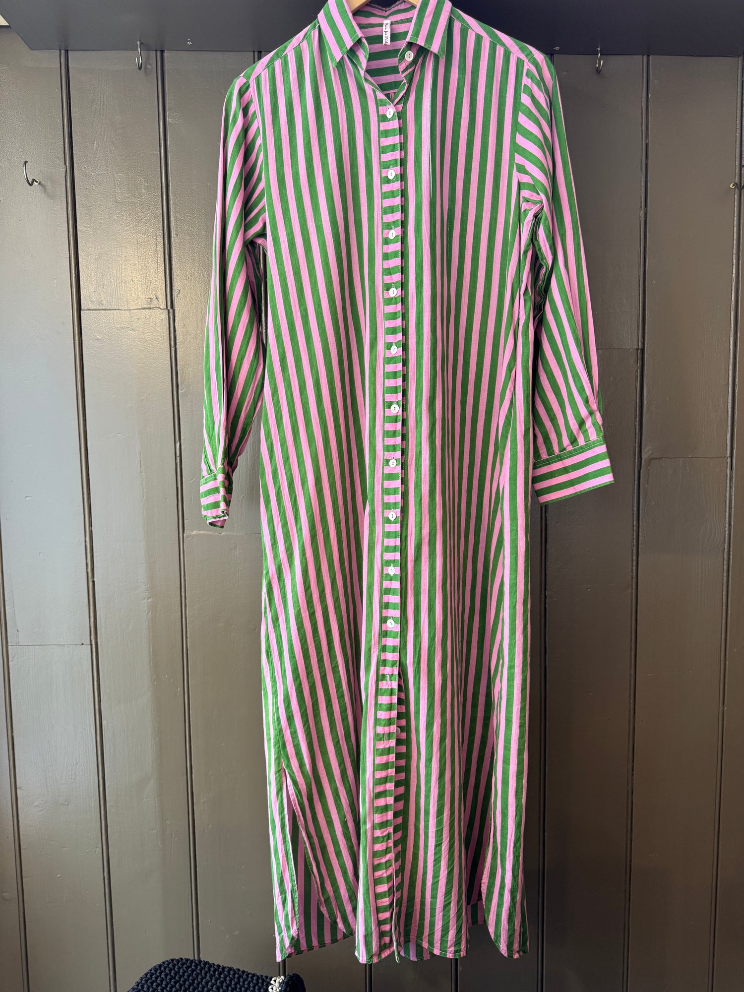 Stripe shirt dress green/pink O/S
