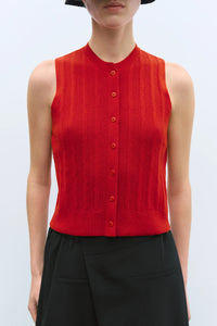 Cordera | Merino Wool Ribbed Waistcoat - Red
