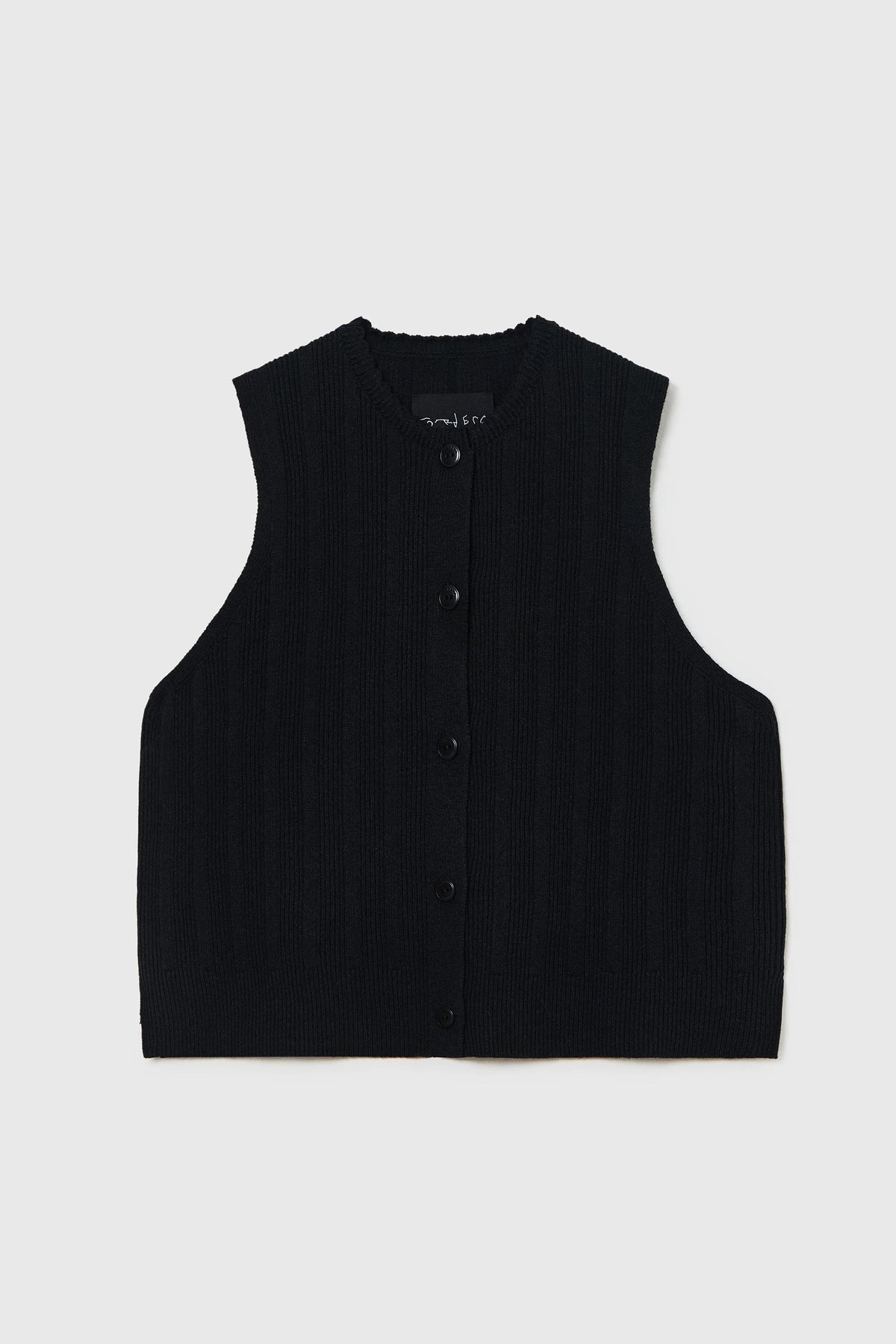 Cordera | Merino Wool Ribbed Waistcoat - Black