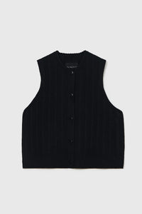 Cordera | Merino Wool Ribbed Waistcoat - Black