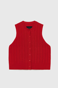 Cordera | Merino Wool Ribbed Waistcoat - Red