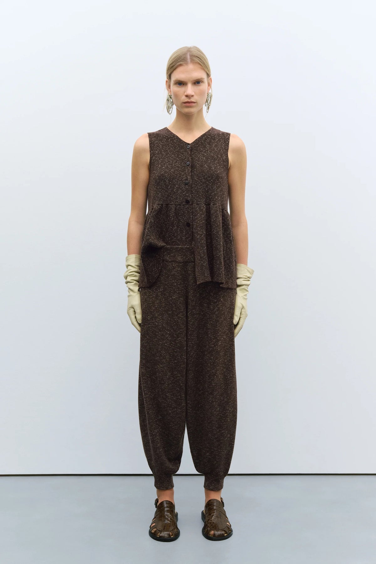 Cordera | Flecked Cotton Pants - Brown