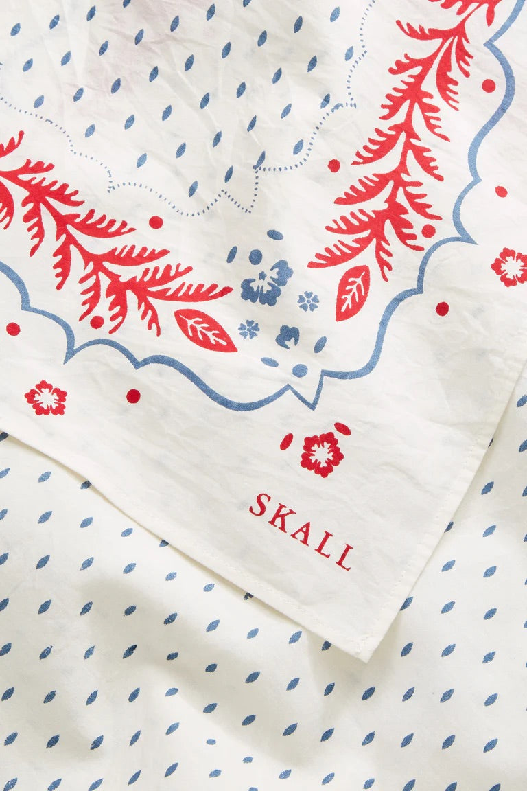 Skall | Juniper Big Scarf - Cream/Blue/Red