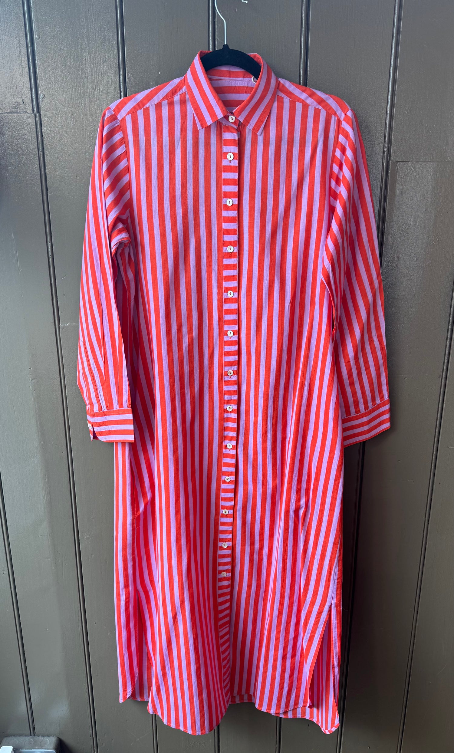 Stripe shirt dress orange/lilac O/S