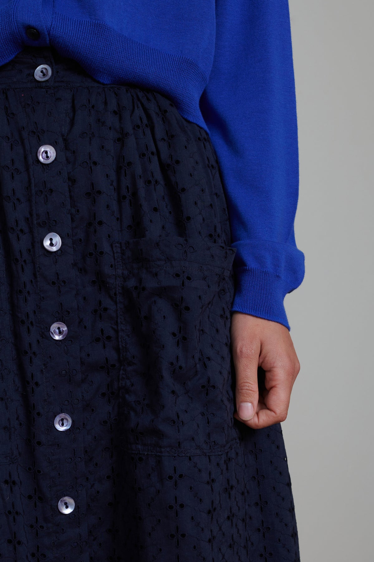 Tidy Street Collection | Broderie Skirt - Navy