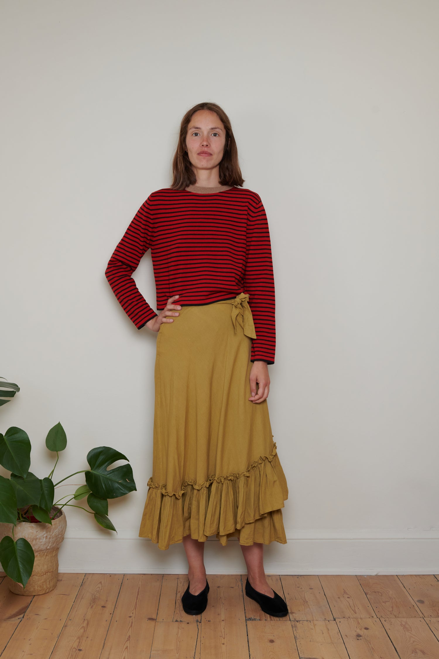 Tidy Street Collection | Ruffle Wrap Skirt - Ochre