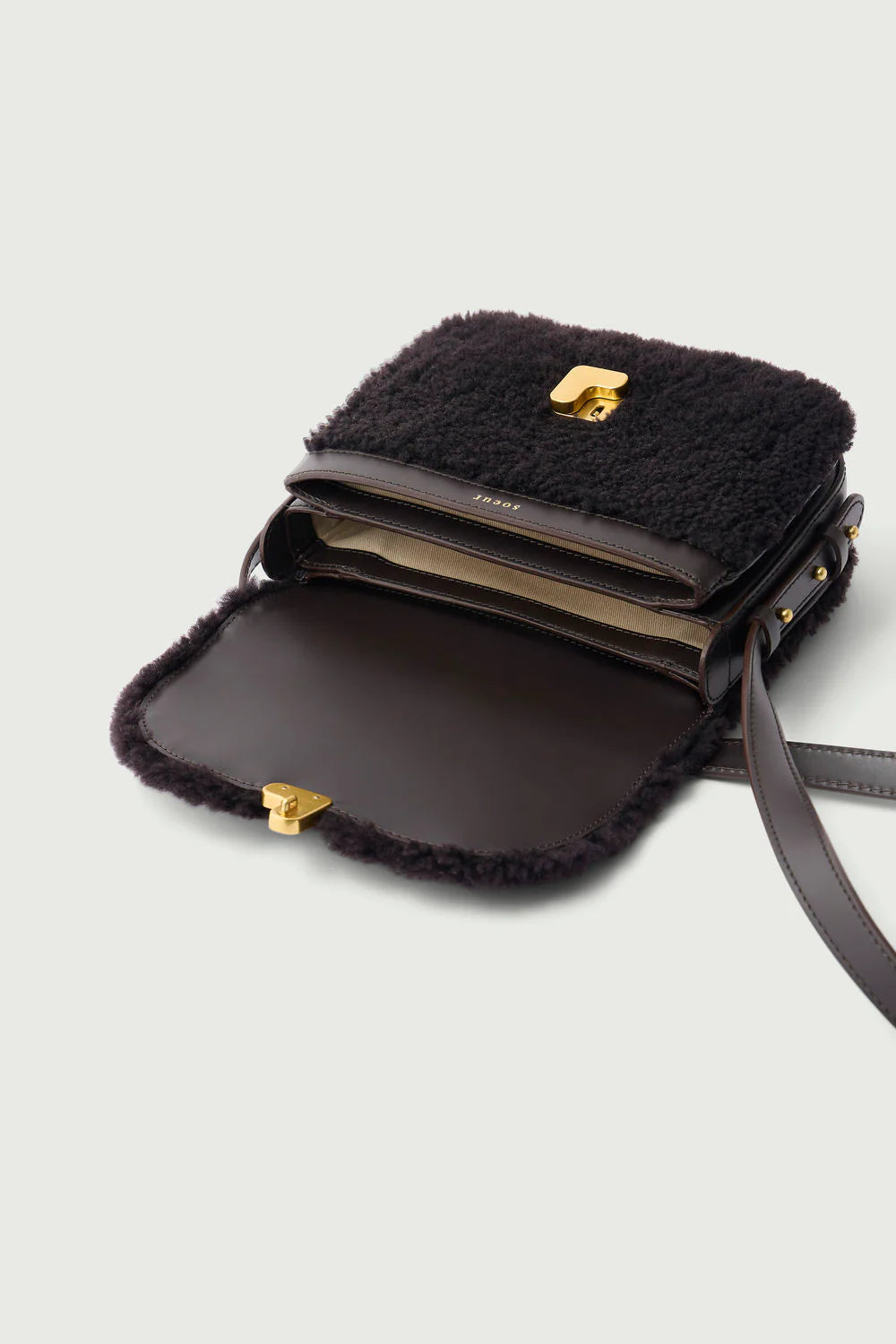 Soeur | Bellissima Mini Bag - Dark Brown Shearling