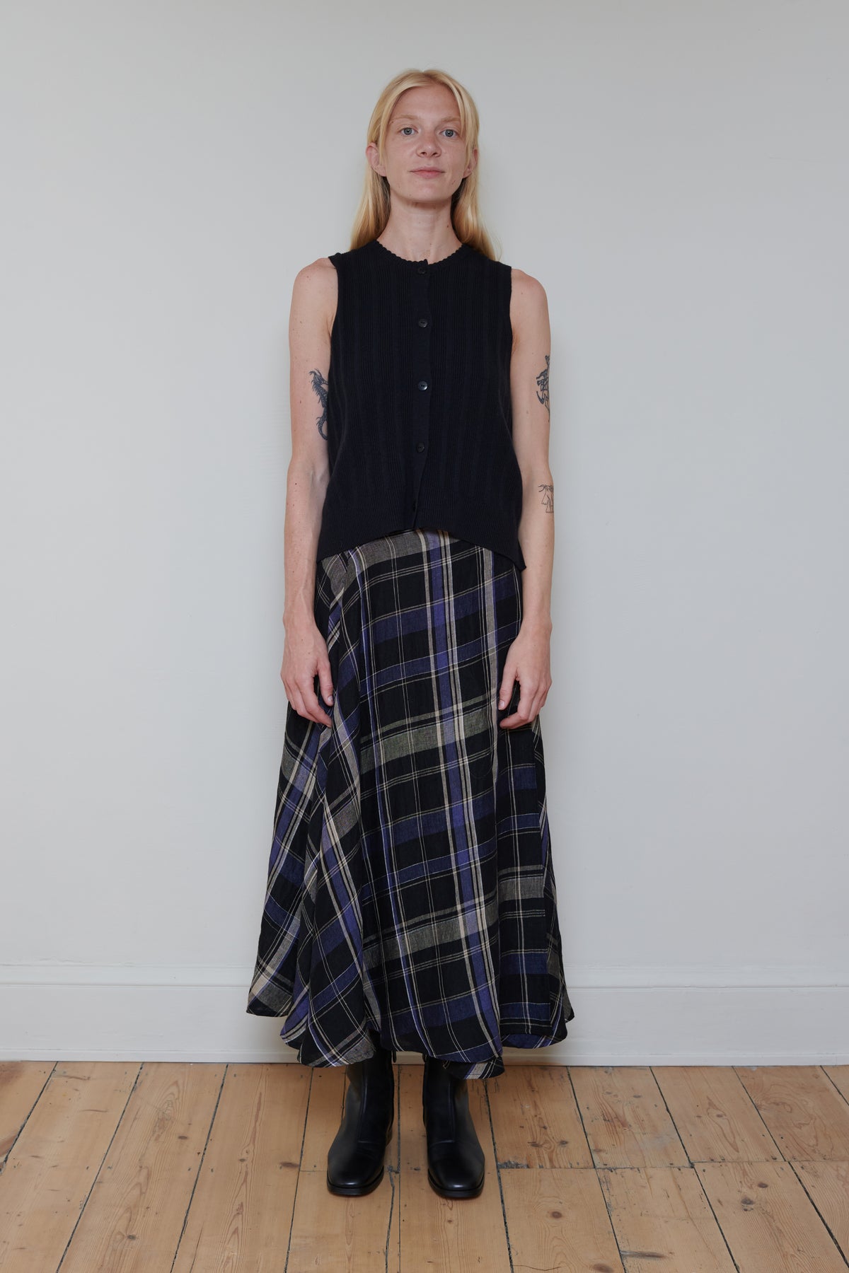 Tidy Street Collection | Wrap Around Skirt - Blue/Black Check