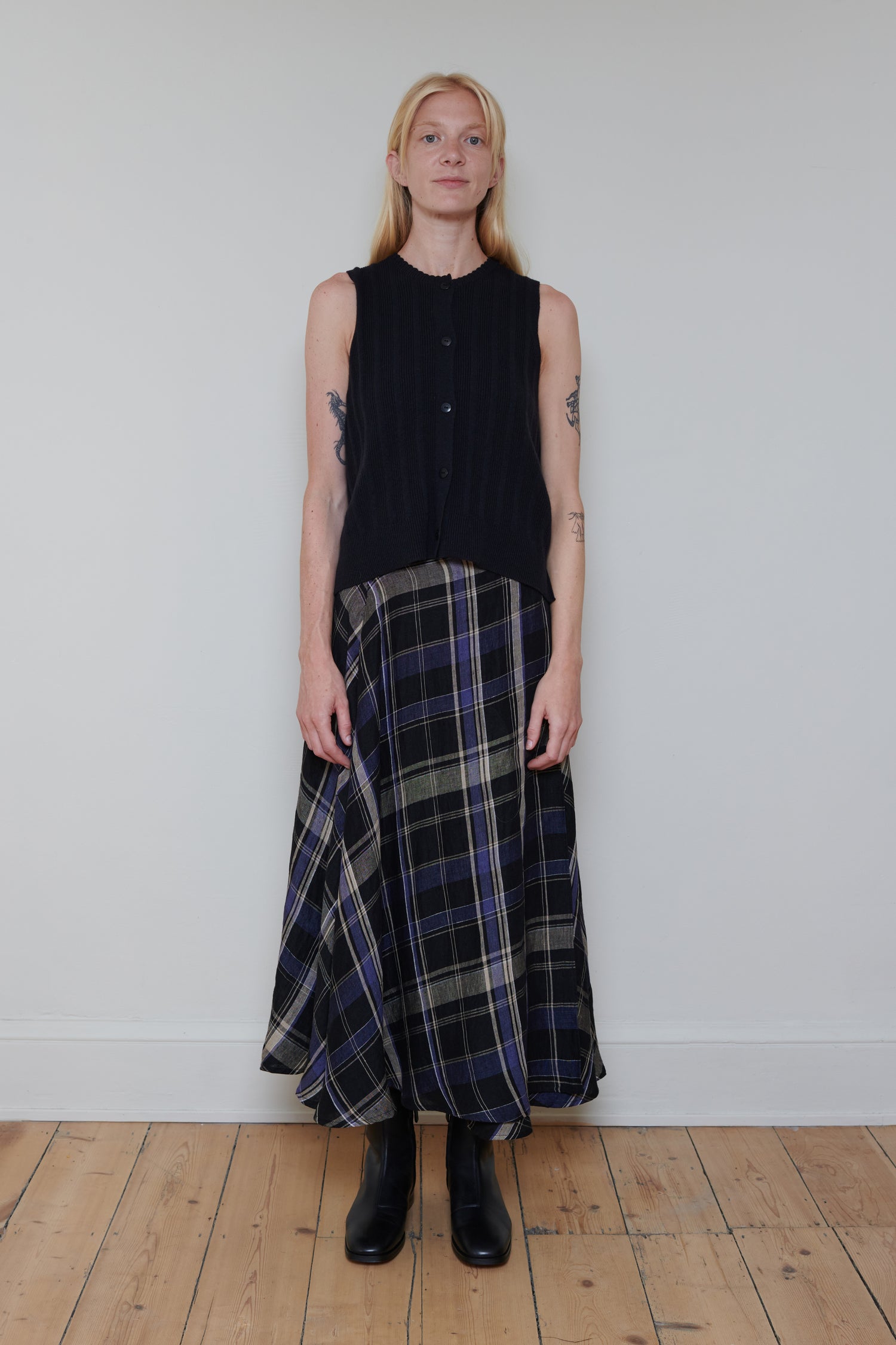 Tidy Street Collection | Wrap Around Skirt - Blue/Black Check