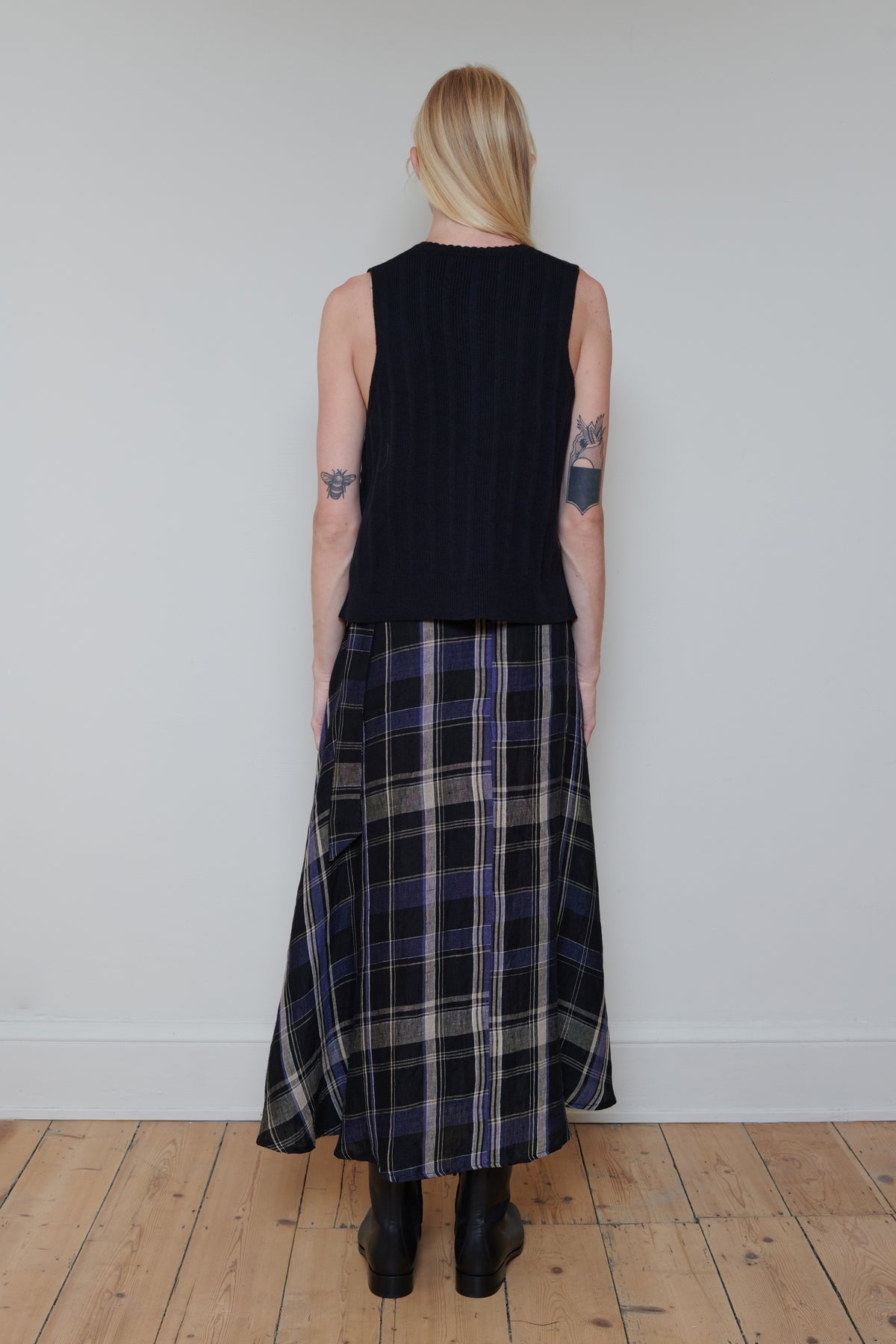 Tidy Street Collection | Wrap Around Skirt - Blue/Black Check