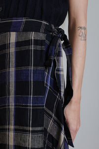 Tidy Street Collection | Wrap Around Skirt - Blue/Black Check