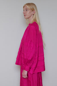 Runaway Bicycle | Pleated Blouse - Fuchsia