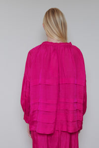 Runaway Bicycle | Pleated Blouse - Fuchsia