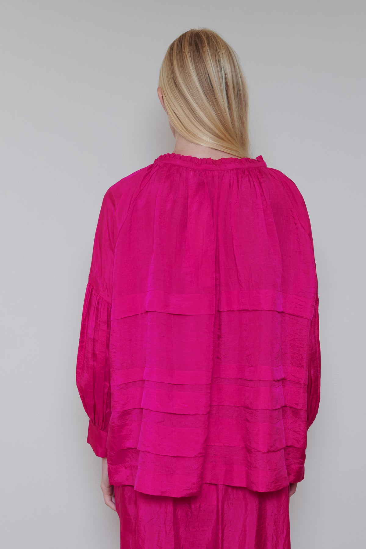 Runaway Bicycle | Pleated Blouse - Fuchsia