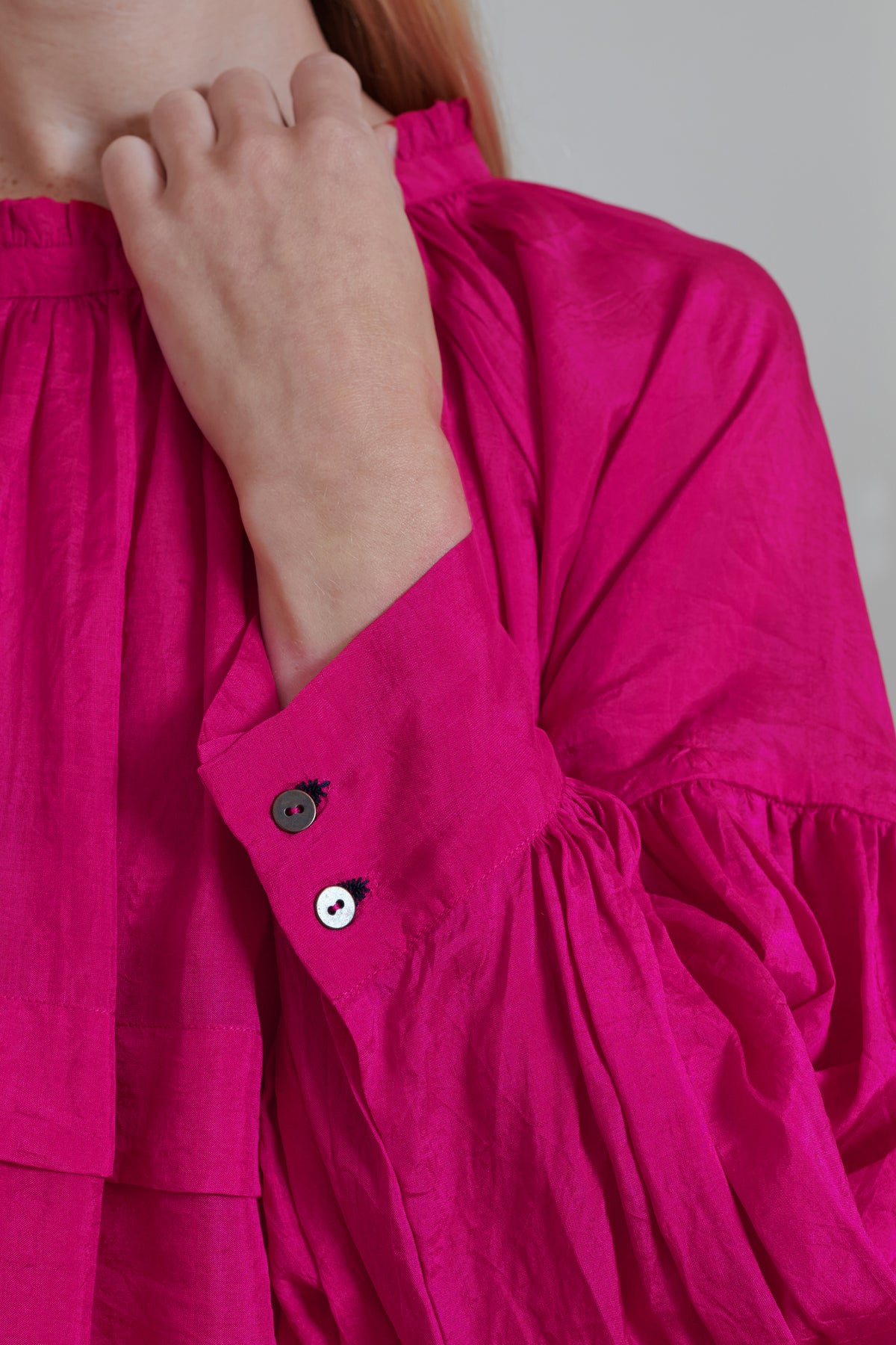 Runaway Bicycle | Pleated Blouse - Fuchsia