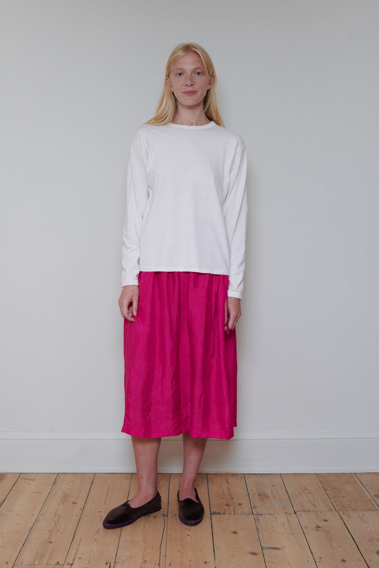 Runaway Bicycle | Embroidered Skirt - Fuchsia