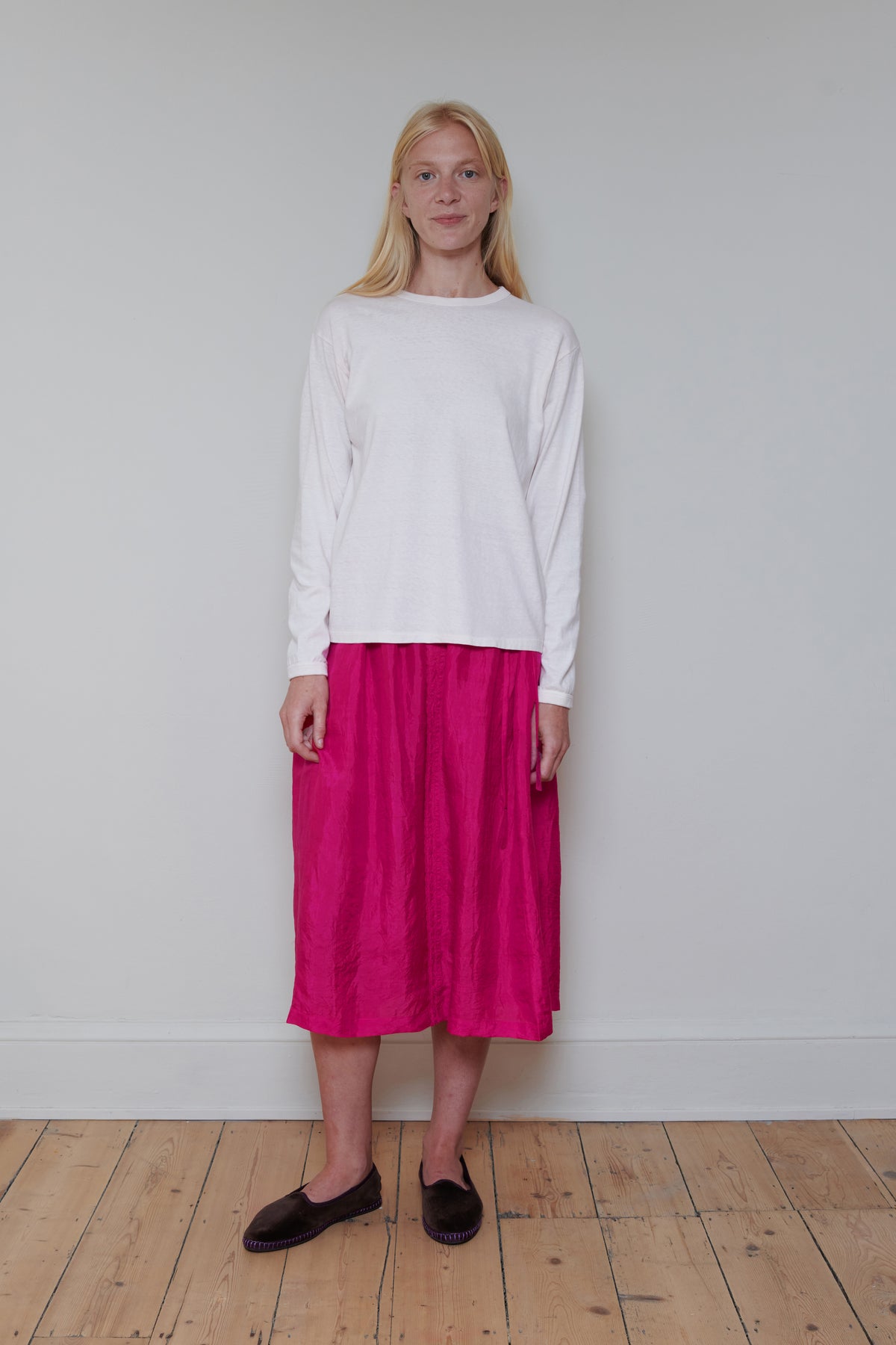 Runaway Bicycle | Embroidered Skirt - Fuchsia