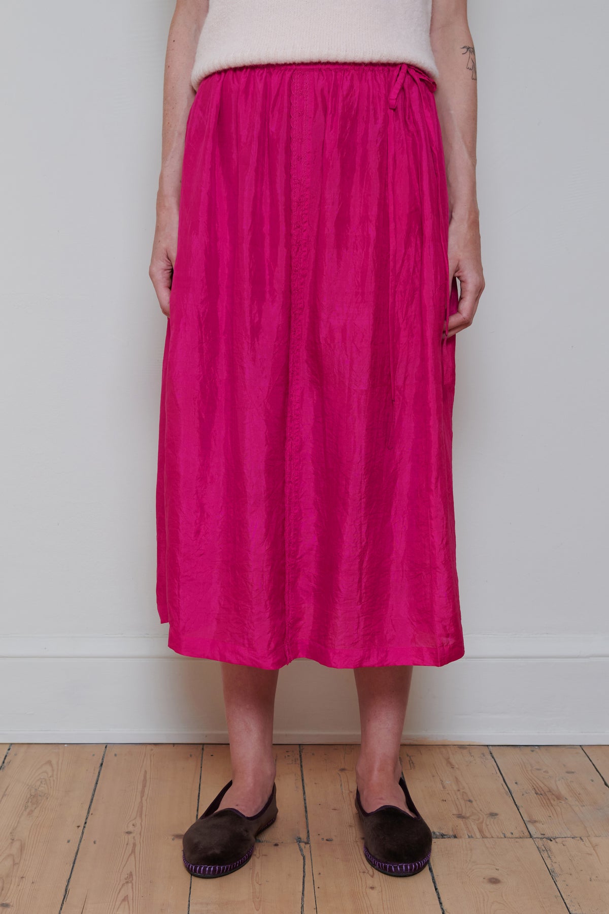 Runaway Bicycle | Embroidered Skirt - Fuchsia