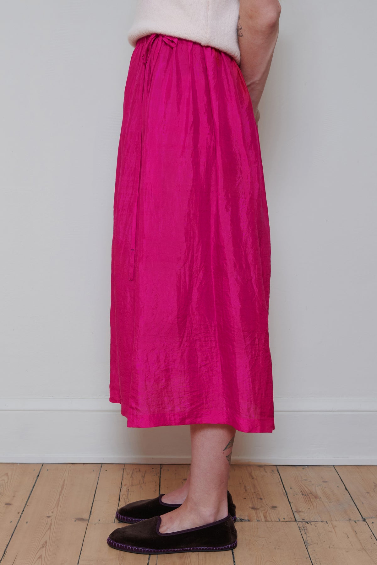 Runaway Bicycle | Embroidered Skirt - Fuchsia