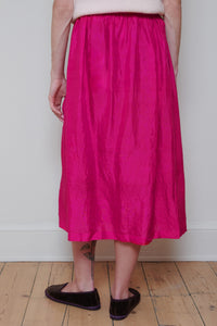 Runaway Bicycle | Embroidered Skirt - Fuchsia