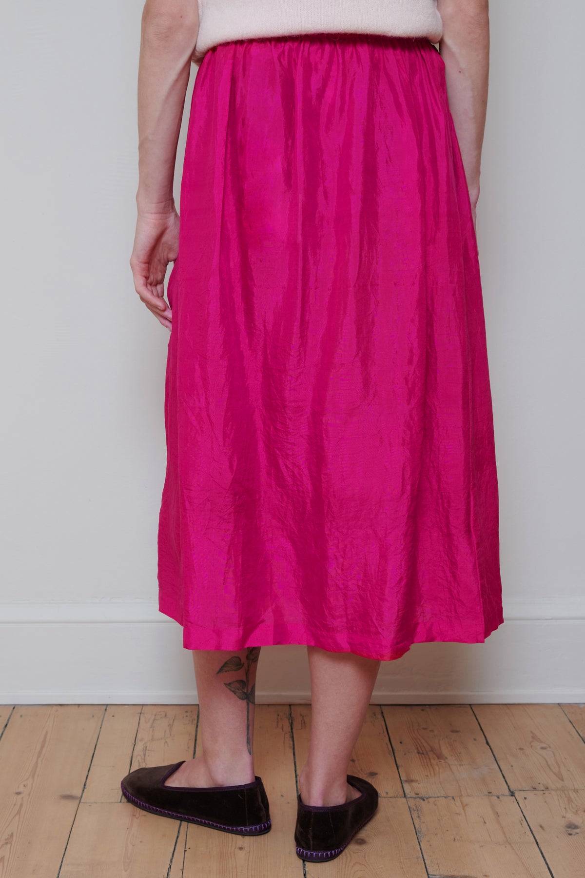 Runaway Bicycle | Embroidered Skirt - Fuchsia