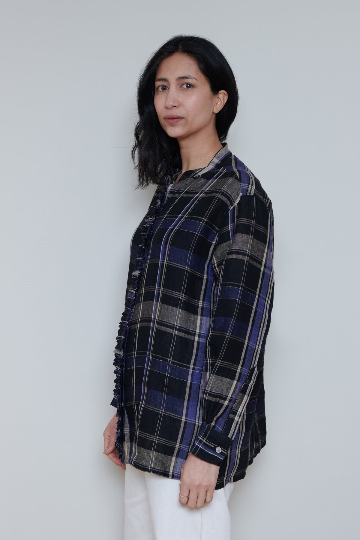 Tidy Street Collection | Ruffle Shirt - Blue Check