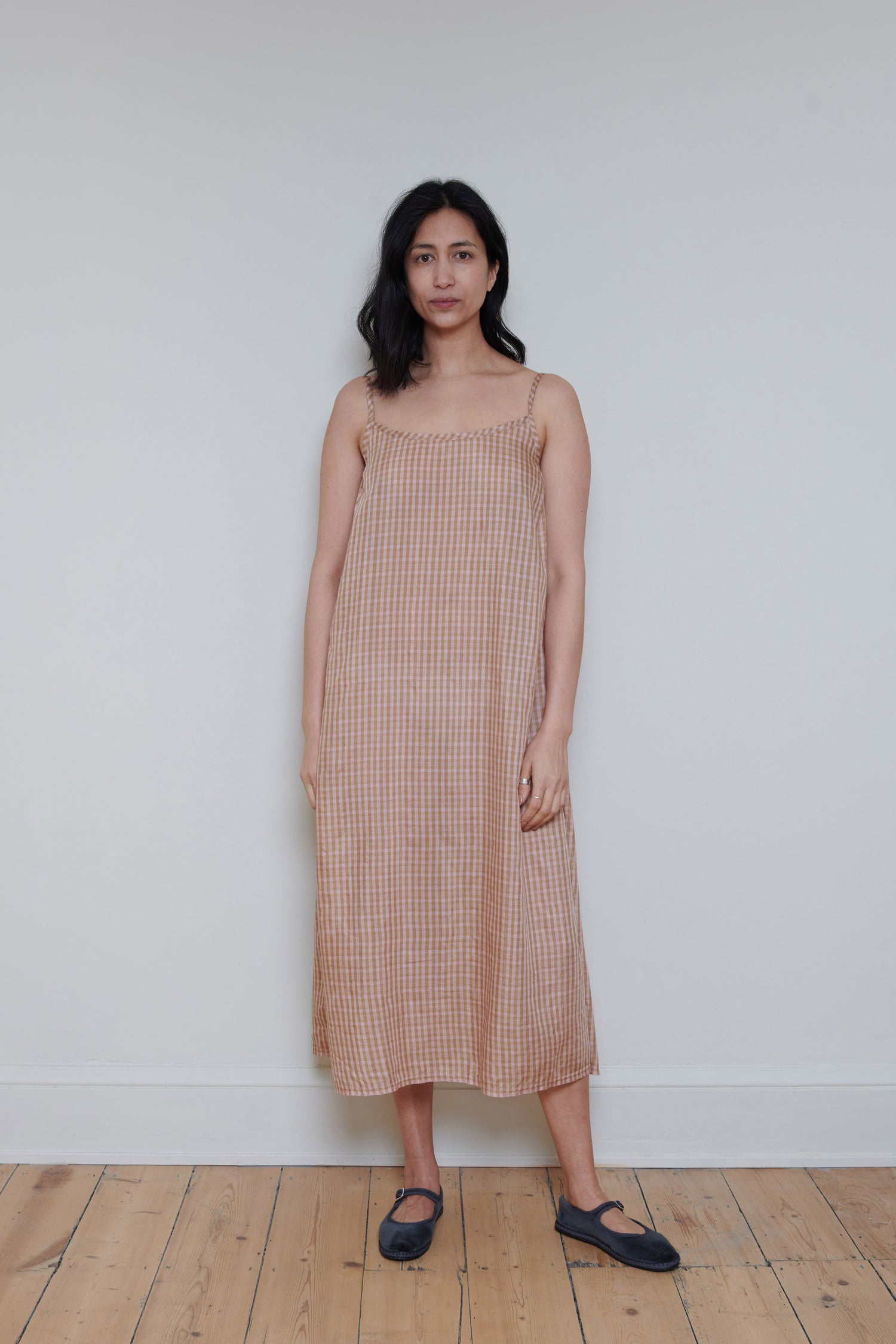 Runaway Bicycle | Slip Dress - Peach Check