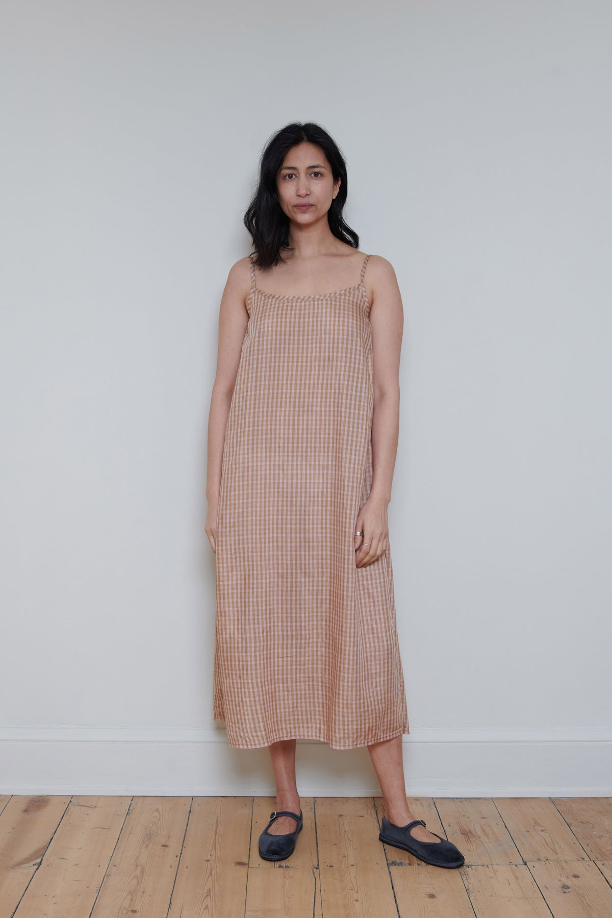 Runaway Bicycle | Slip Dress - Peach Check