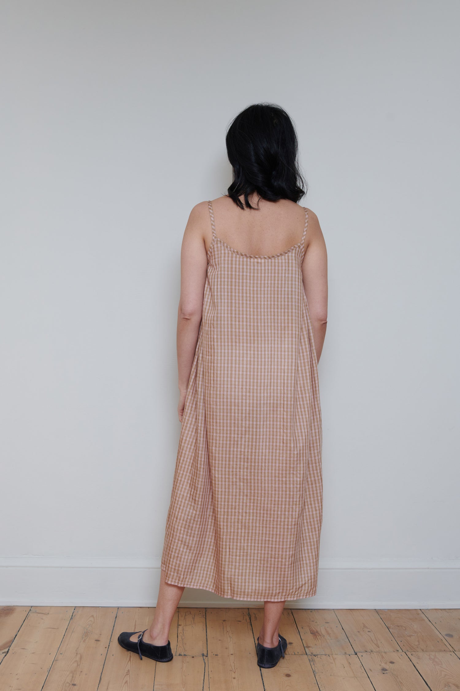 Runaway Bicycle | Slip Dress - Peach Check