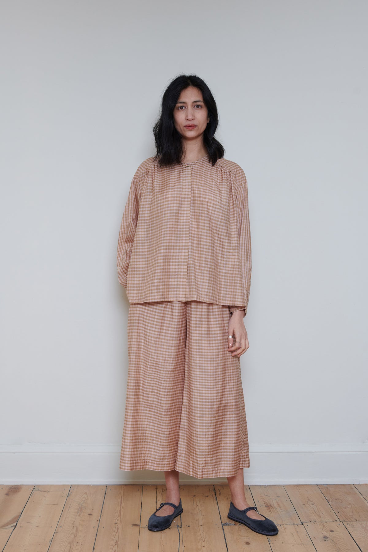 Runaway Bicycle | Pants - Peach Check